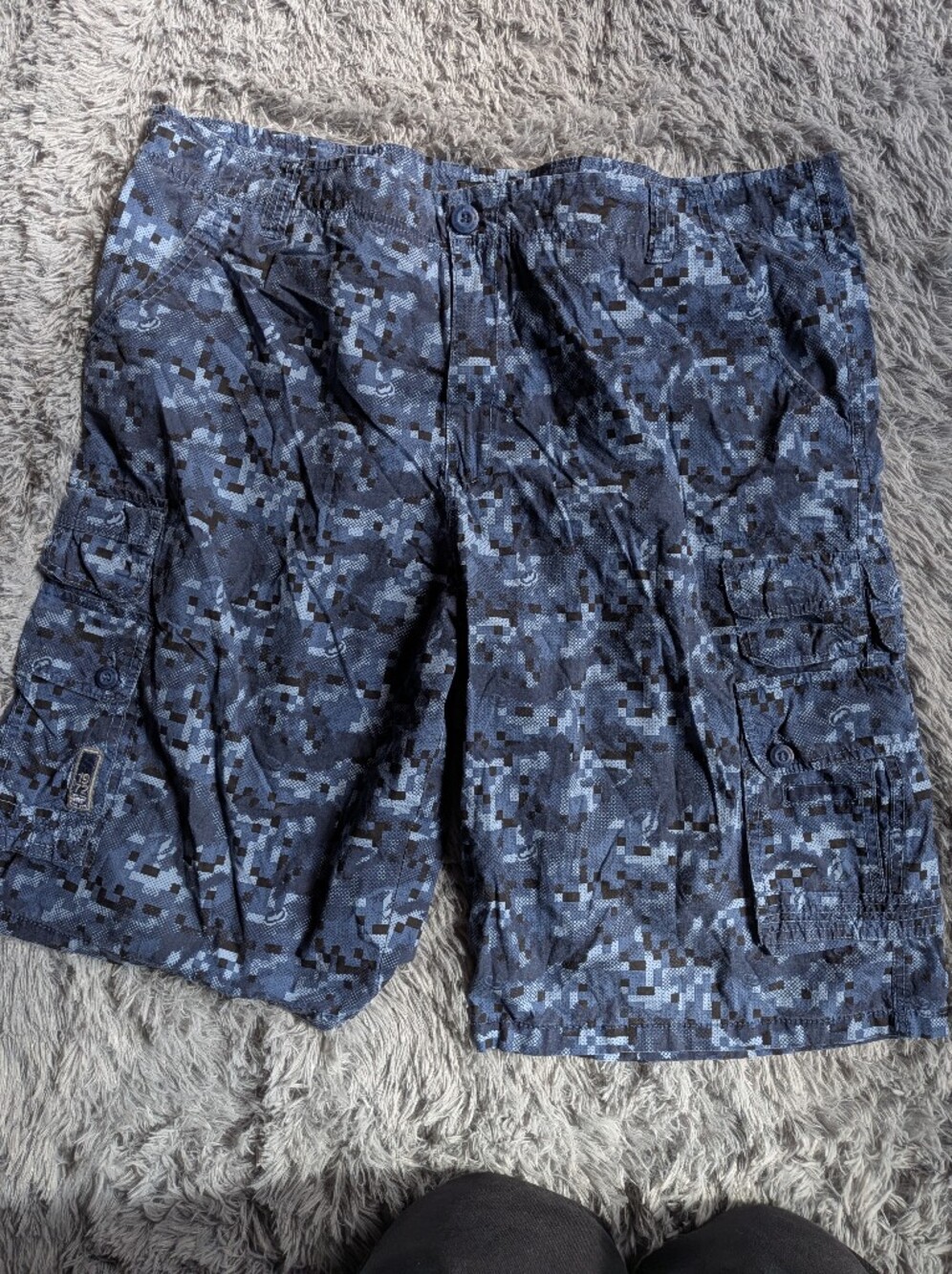 Ecko Navy and Light Blue Digital Camo Cargo Pants